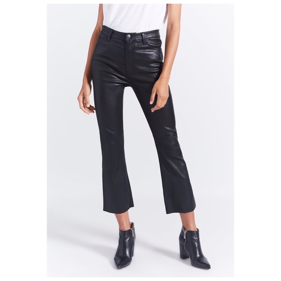 Current/Elliott Pants - CURRENT/ELLIOTT Leather High Waist Kick Jean 28
